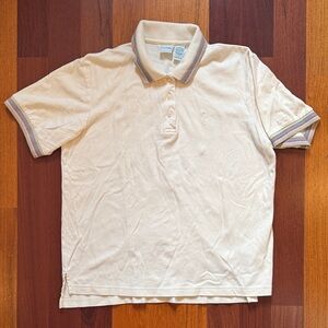 Izod | Cream Polo w/ Striped Trim Accents NWOT | Size Large